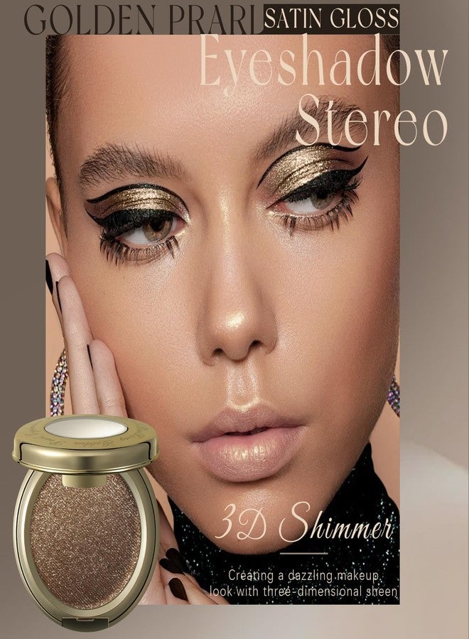 Noerrors Golden Brown Satin Gloss Glitter Eyeshadow Palette, Sparkly Pearl Multi-Dimensional Metallic Eyeshadow Stereo for Women, Pigmented Smudge Proof Blendable Smooth 3D Shimmer Cream Eye Shadow - Image 2